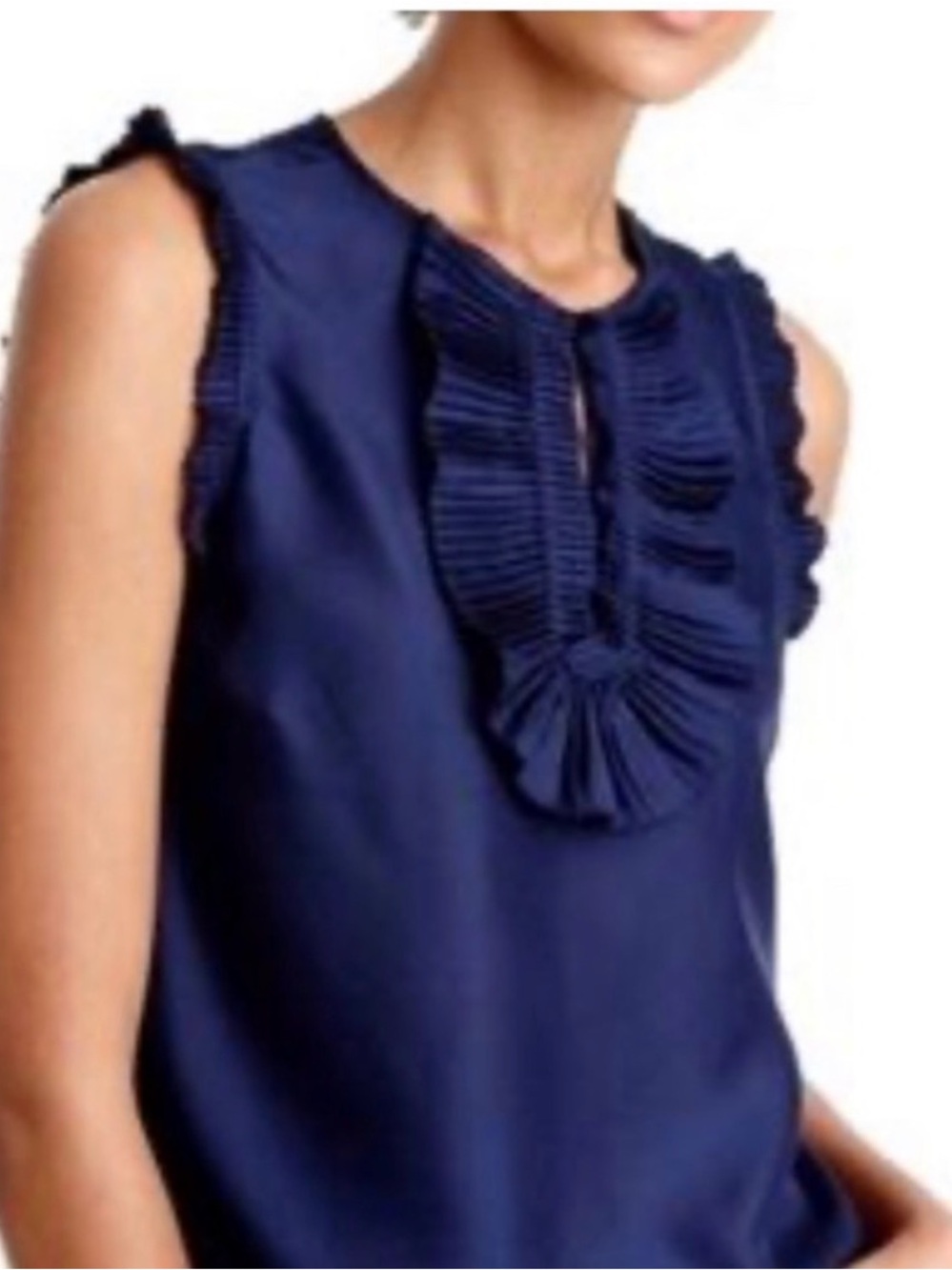 J. Crew size 4 Navy Ruffle-Trim top - Picture 4 of 12